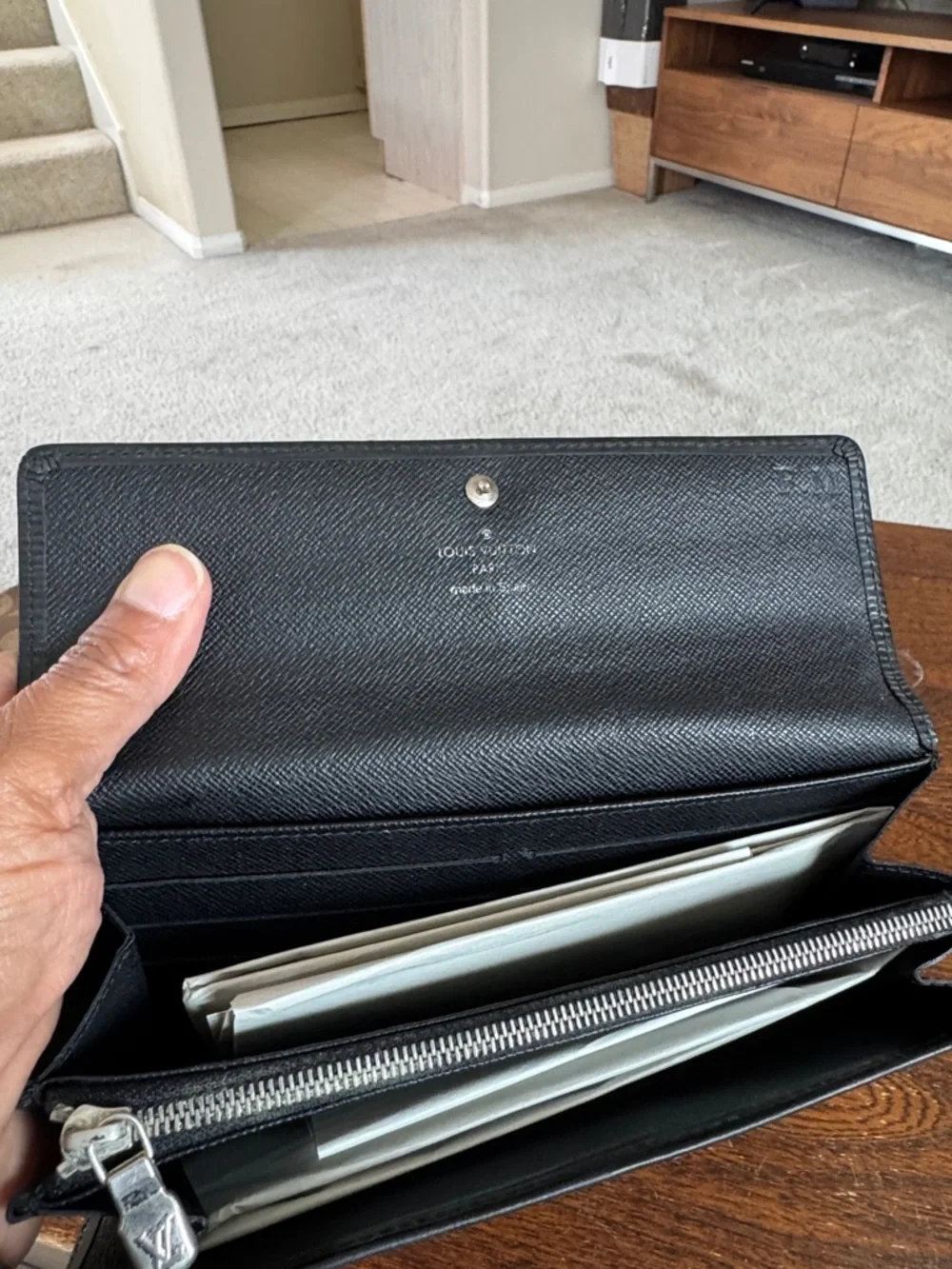 Louis Vuitton Black Epi Leather Wallet Clutch